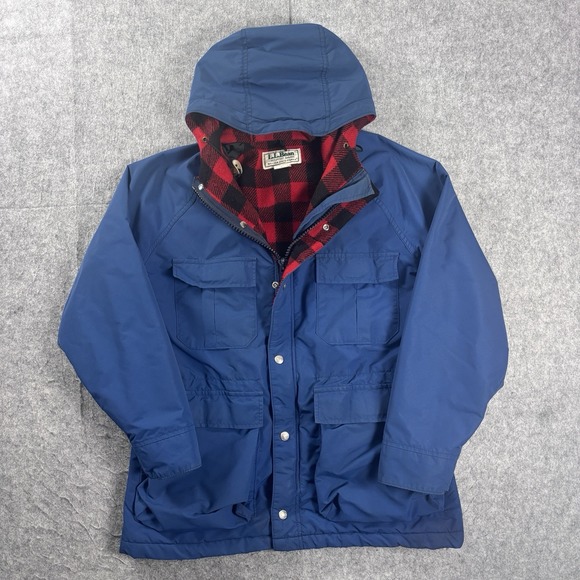 L.L. Bean Jackets & Blazers - Vintage L.L. Bean Baxter State Parka Jacket Blue Wool Plaid Lined Women's M USA